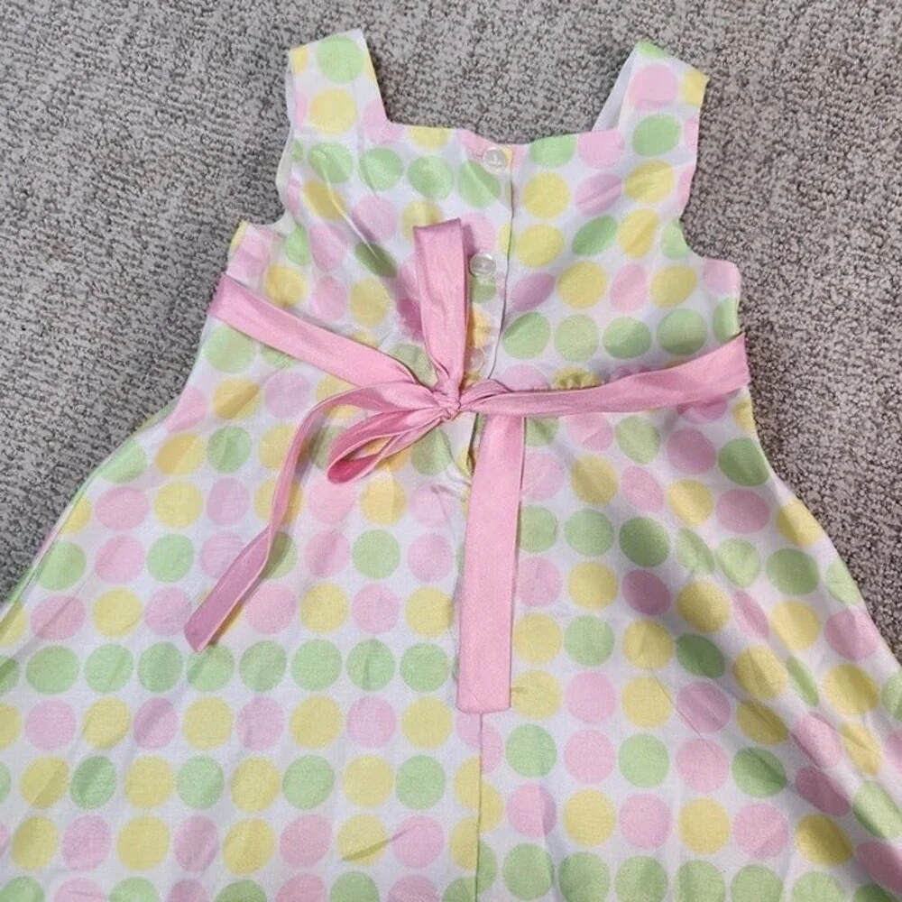 Youngland girl's special occasion pastel polk-a-dot tank dress size 5